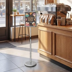2PCS Sign Holder Stand 8.5 x 11 Inch w/Snap-Open Frame & 360° Rotation for Malls