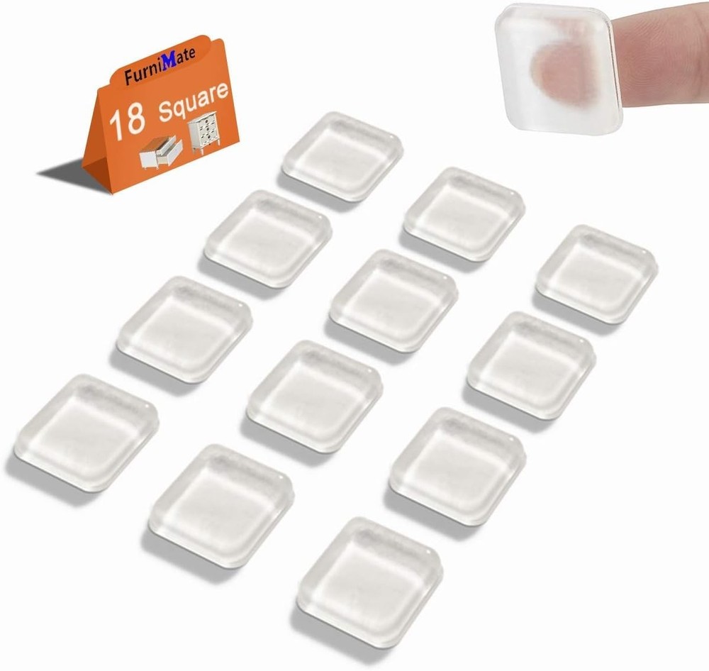 Rubber feet for Cutting Board, Board Feet Medium Square 18pcs, Clear
