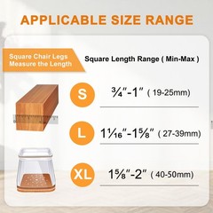 24 Pcs Chair Leg Floor Protectors for Hardwood Floors Square L, Clear-24pcs