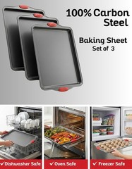 Nonstick Baking Sheet Pans Set of 3 Carbon Steel for Cookie