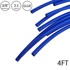 2:1 Heat Shrink Tube – 3/8″ Blue Dual Wall Marine Adhesive Glue Lined Waterproof