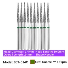 Vakker 10pc Diamond Burs Needle Burs Friction Grip Burs for High Speed Handpiece