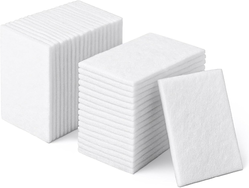 40 PCS White Non Woven Pads, Light Duty Scouring Pad, Abrasive Surface Scrubber,