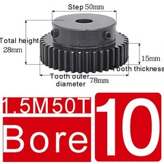 1.5Mod 45# Steel Spur Gears 10-150T Pinion Gear With Step Motor Gear Bore 5-25mm