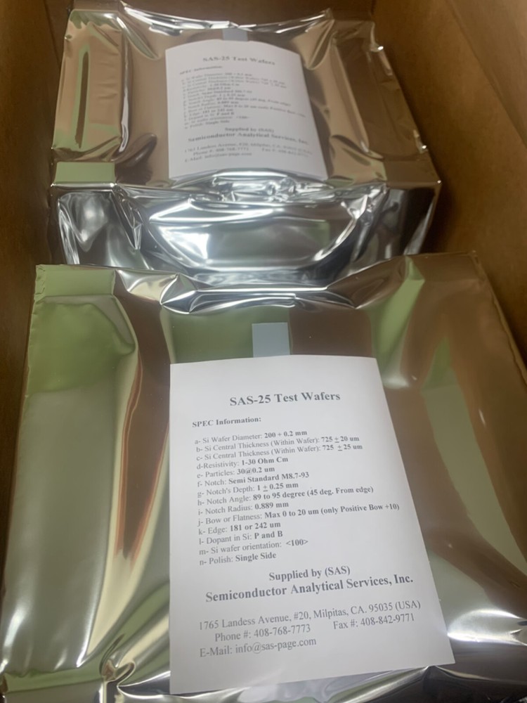 8” Test Silicon Wafer, 25 per a box
