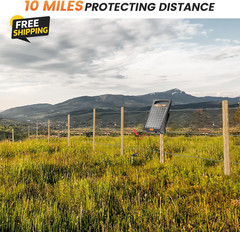 24H Uninterrupted Protection Solar Fence Charger 10 Miles Electric Fence Charger