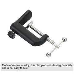 0.49″ Hole Dia. Universal C-Clamp Table Lamp Mic Arm Mount Desk Clamp Black