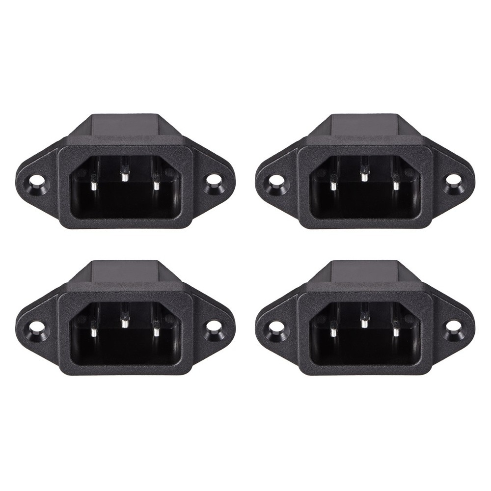 4 x Panel Mount Plug Adapter AC 250V 10A C14 3 Pins IEC Inlet Module Plug