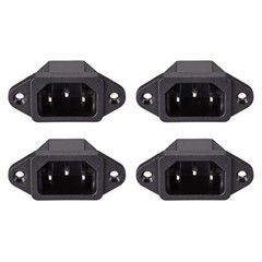 4 x Panel Mount Plug Adapter AC 250V 10A C14 3 Pins IEC Inlet Module Plug