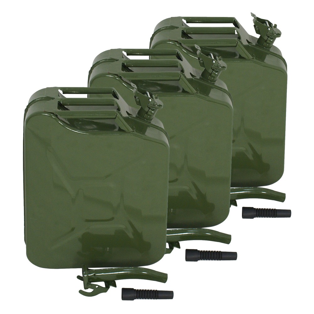 3PCS 5 Gal 20L Jerry Can Gas Gasoline Can Army Military Metal Steel Tank Backup
