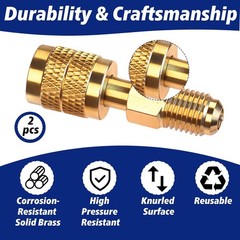Stitokg 2-Pack R32 R454B Brass Adapter 1/4″ Reverse Thread