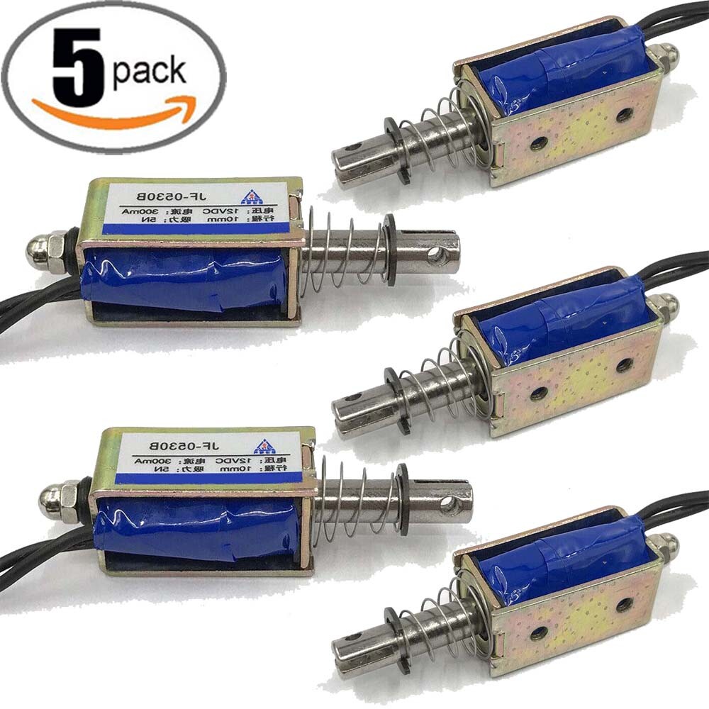 5x Micro DC Solenoid Valve Electromagnet DC 12V Spring Push-Pull Through Type US