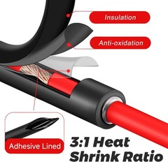 1/8 Inch Marine Grade Heat Shrink Tubing Black Waterproof Electrical Insulation