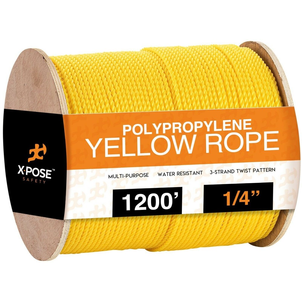 1200 ft Twisted Polypropylene Rope – 1/4″ – Yellow Floating Poly Pro Cord