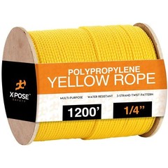 1200 ft Twisted Polypropylene Rope – 1/4″ – Yellow Floating Poly Pro Cord