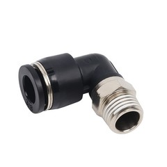 Push to Connect Fittings Elbow 3/8” Tube OD to 1/4” NPT Male Thread Black 5Pcs