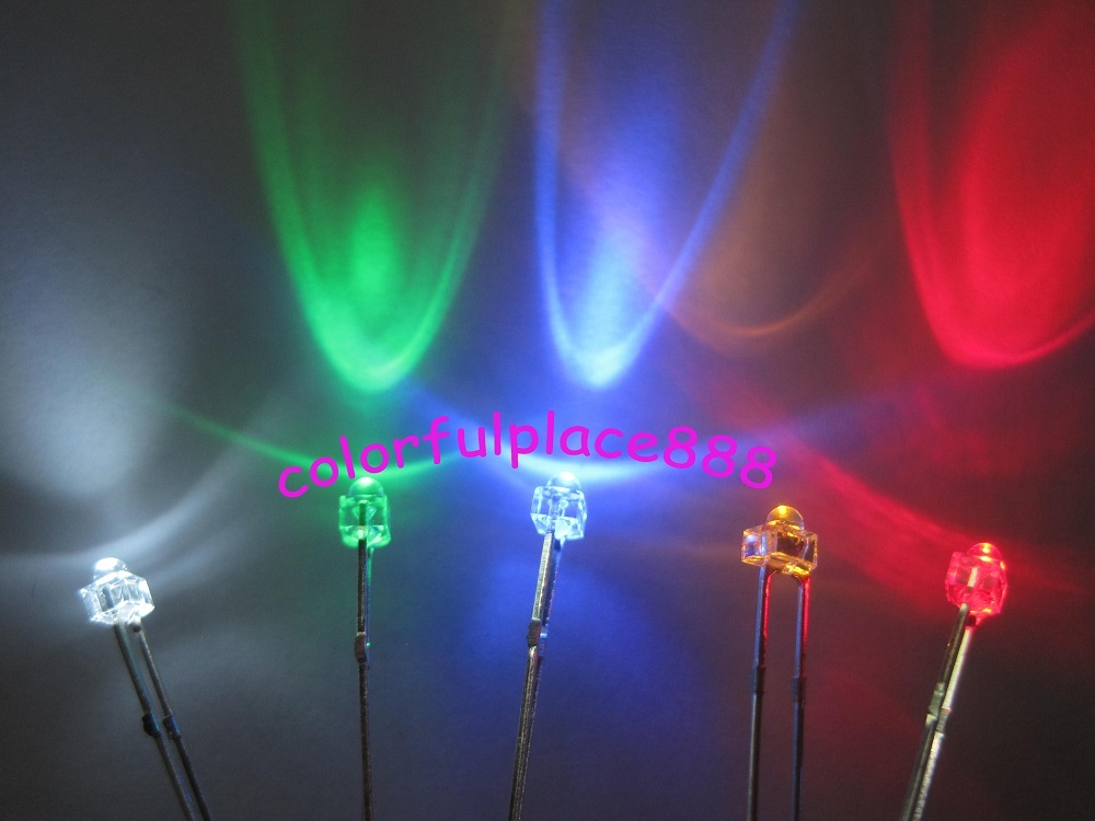 100pcs, 1.8mm Red Yellow Blue Green White Water Clear LED Mix Color + Resistors
