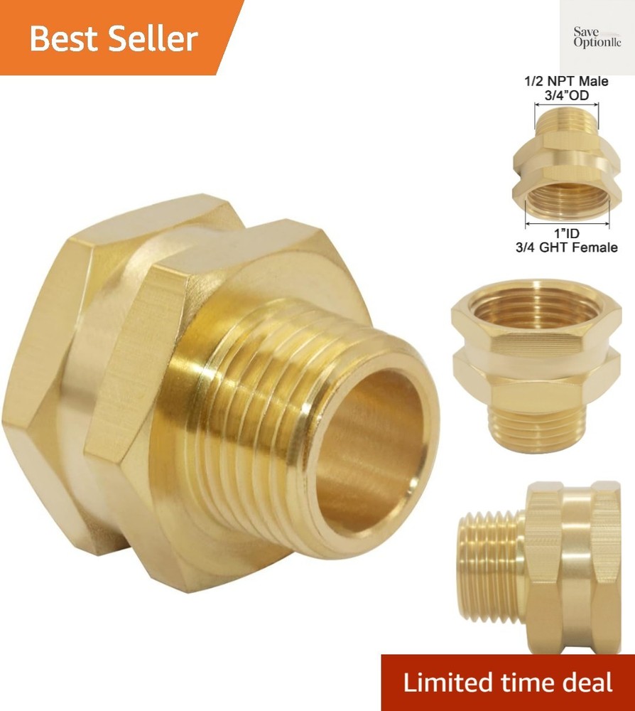 3/4″ Female GHT Thread x 1/2″ Male NPT Thread Brass Pipe Fittings Adapter