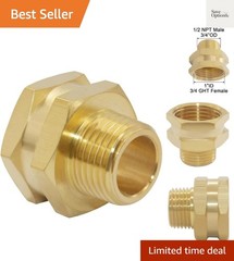 3/4″ Female GHT Thread x 1/2″ Male NPT Thread Brass Pipe Fittings Adapter