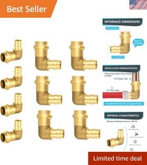 Lead-Free Brass 1/2″ Press x 1/2″ PEX Elbow Set of 10 – Quick Installation