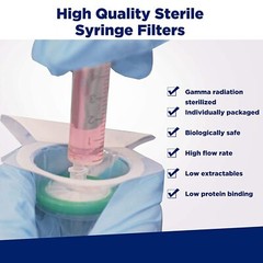100PCS Lab Supplies PES Membrane Syringe Filter Sterile 33mm 0.22µm Individually