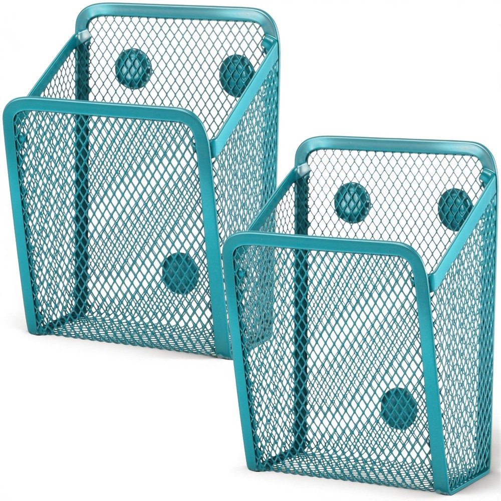 2 Pcs Large Magnetic Pencil Holder Mesh Stainless Steel Pen Basket Magnetic P…