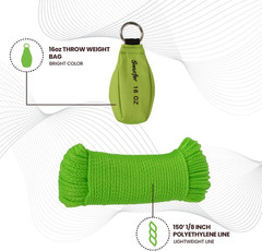 16 Oz Arborist Throw Weight Bag Rope Launcher and 150 1/8 Arborist Throw Line