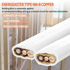 Solid Indoor 14/2 W/G NMB Cable 50Ft Coil，Electrical Wire 14 Gauge Wire 2 Conduc