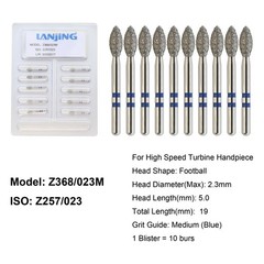 Dental Zirconia Diamond Burs FG Round End Taper Cylinder Football Fine Medium
