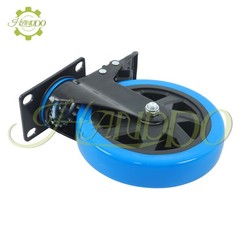 4 Pcs 6-Inch Polyurethane Casters With Brake Included 2 × Hardware Kits Blue