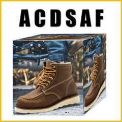 Work Boot Men’s 6″ Soft Toe Wedge Boots for Construction Lightweight leather