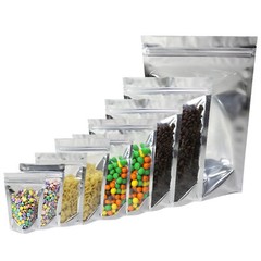 100/500/1000 Single-Sided Window Silver Mylar Foil Stand Strong Zip Seal Bags