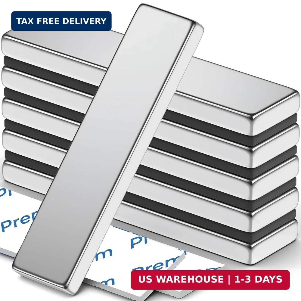 6 Pack Super Strong Neodymium Bar Magnets Heavy Duty, Large Flat Magnetic Strips