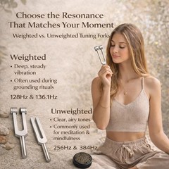 Tuning Forks for Healing Set (128Hz, 136.1Hz, 256Hz & 528Hz) – for Meditation