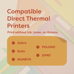 – 4” X 1” Direct Thermal Labels for Barcodes, Address, Perforated & Compatible w