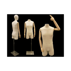 Adult Male Mannequin Torso Shirt Form with Flexible Arms and Removable Head