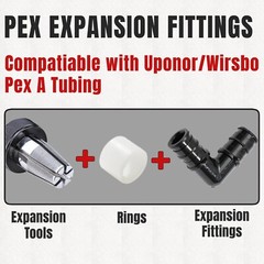 15pcs Combo 1/2″ Pex A Poly Expansion Fittings 5x 90 Elbow, 5x Coupling, 5x Tee