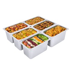 6 PACK 1/4 Size 6″ Deep Stainless Steel Steam Prep Table Hotel Buffet Food Pan