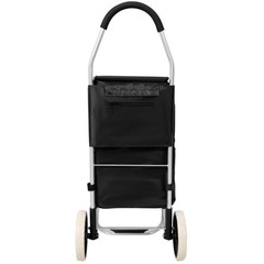 Foldable Black Shopping Trolley with WheelsWaterproof Removable Oxford Cloth Bag
