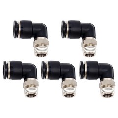 Push to Connect Fittings Elbow 3/8” Tube OD to 1/4” NPT Male Thread Black 5Pcs