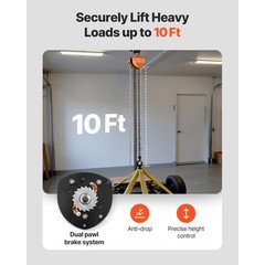 Uimoso Manual Chain Hoist 0.5T/1100 lbs Capacity 10 ft Lift w/Durable G80 Chain