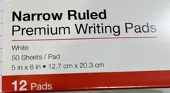 Universal Narrow Ruled Premium Writing Pads White 50 Sheets 12 Pads (2 Pack)