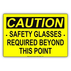 Caution Safety Glasses Required Wall Decor Novelty Notice Aluminum Metal Sign