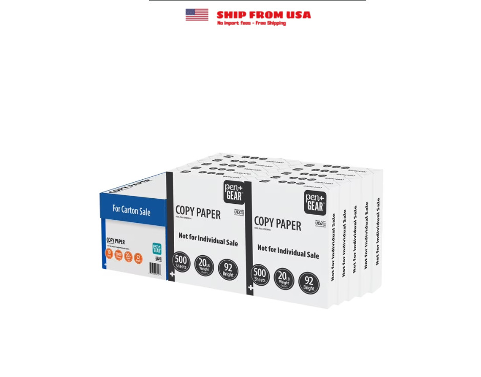 Pen+Gear Copy Paper, 8.5″ x 11″, 92 Bright White, 20 lb., 10 Ream Case 5kSheets