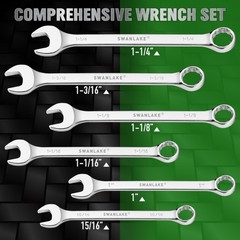 6-Piece All-Purpose Combination Wrench Set, SAE & Standard 15/16” to 1-1/4”…