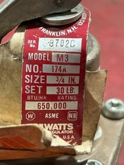 NEW NO BOX WATTS REGULATOR RELIEF VALVE SIZE 3/4” MODEL 174A / M3