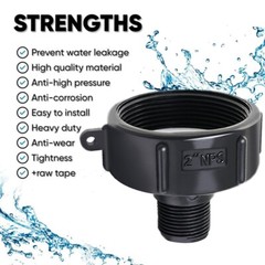 275 330 Gallon IBC Tote Adapter Garden Hose 2 NPT (NPS) Fine Thread To 3/4 Male