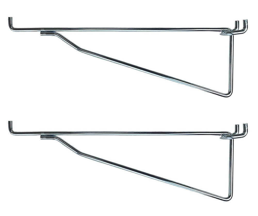 ProCraft Brand (2 Pack) Metal 12 Inch Shelf Bracket Garage Peg Hanger Silver