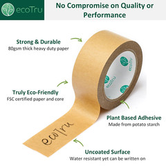Eco Friendly Biodegradable Kraft Packing Tape 2Inch x 55Yard 3 Rolls