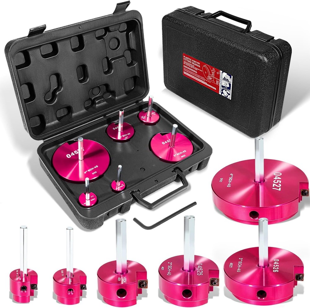 6PCS PVC Pipe Reamer Kit Fitting Socket Saver SCH Plumbing Tools for 1/2″ Drills